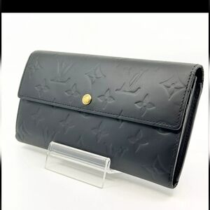 LOUIS VUITTON Monogram Mat Portefeuille Sarah Wallet LV Black Auth